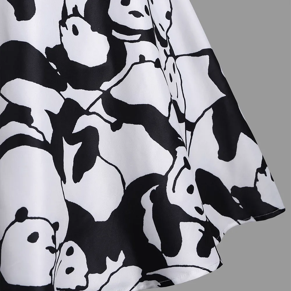 Женское винтажное платье с принтом панды летнее пляжное качели без рукавов