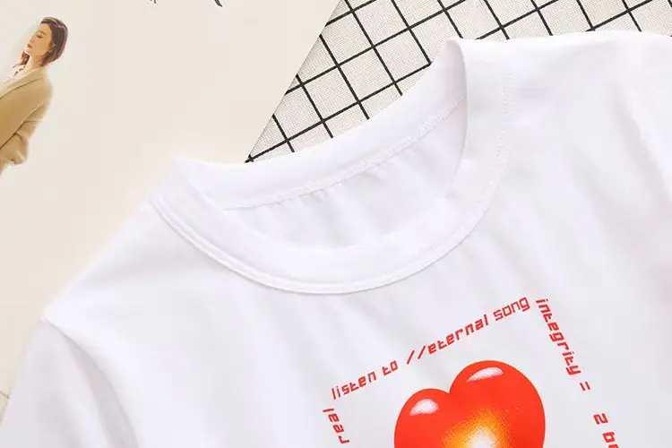 Bazaleas сексуальный короткий узкий Топ Футболка Harajuku с принтом сердца Женская футболка обрезанная Базовая Женская Повседневная Лоскутная Прямая