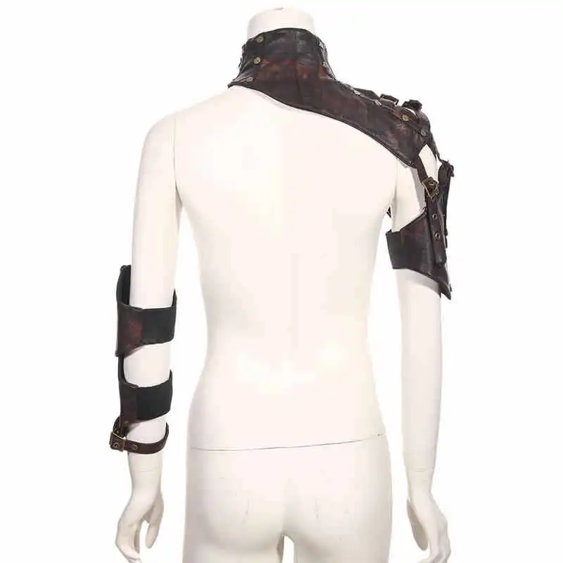 Коричневая женская накидка с длинным рукавом в стиле стимпанк готический болеро