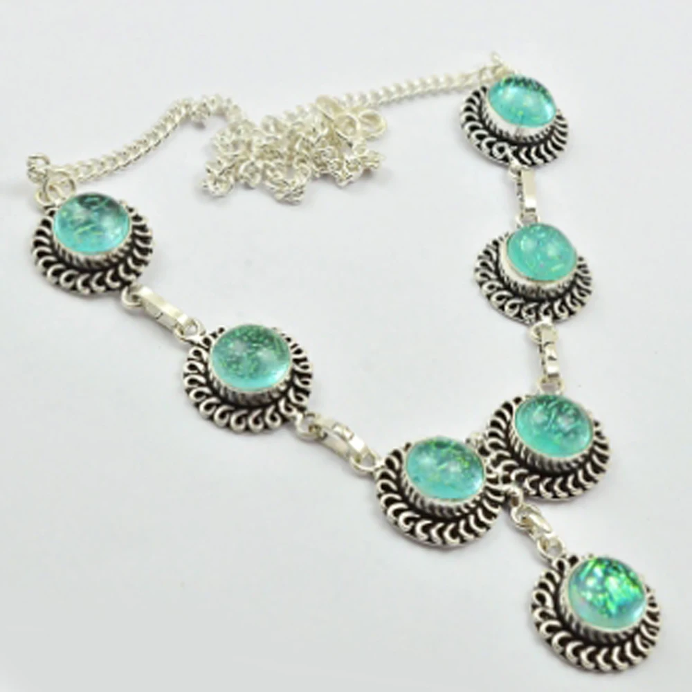 

Dichroic Glass Necklace Silver Overlay over Copper, 46cm , N2940