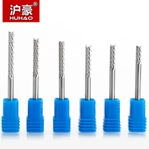 Концевая фреза HUHAO для гравировального станка, карбидный вольфрамовый нож для кукурузы, 3,175 мм, 4 мм, 6 мм, для резки фрезерные долота ПХБ