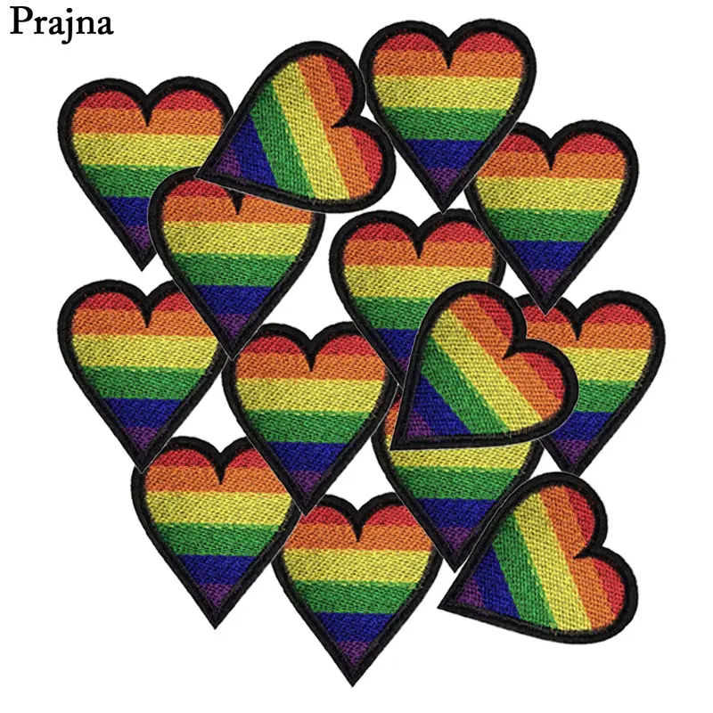 Prajna оптовая продажа радужных вышитых нашивок с надписью Love патчи для
