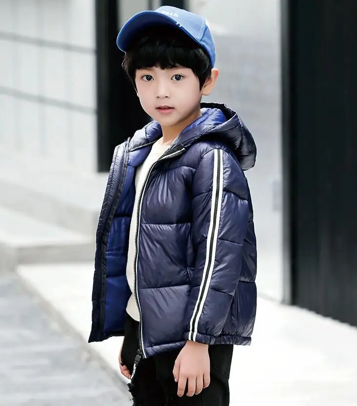 Rlyaeiz Winter Jackets For Girls Boys 2018 Autumn Kids Fashion Striped Warm Down Jacket Children's Short Hooded Parka Overcoat | Детская