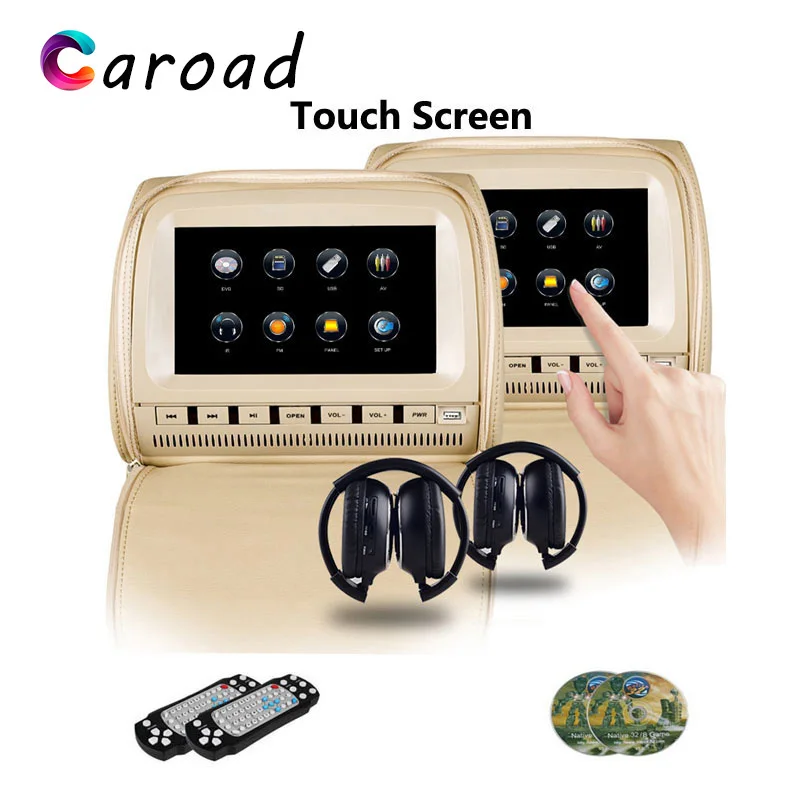 Caroad 2 шт. 9 дюймов Автомобильный подголовник монитор DVD видео плеер сенсорный