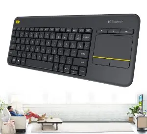 Беспроводная сенсорная клавиатура Oklick K400 Plus со встроенной сенсорной панелью для подключенных к Интернету телевизоров