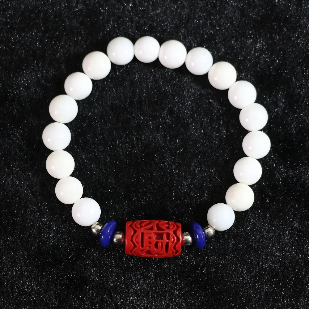 8 мм круглая натуральная белая раковина с трубкой красные бусины Cinnabar для женщин