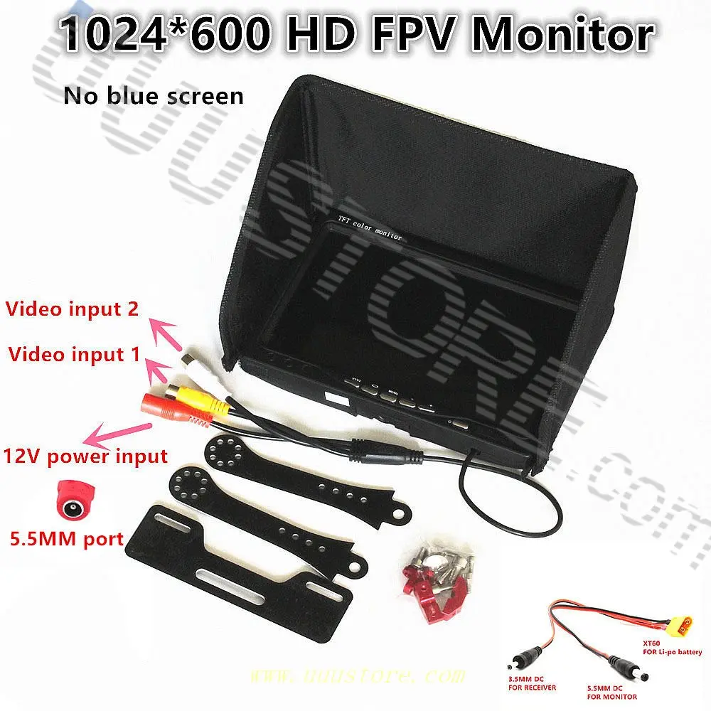 Без синего 7 &quotFPV LCD цвет 1024x600 FPV монитор видео экран дюймов Солнцезащитная бленда