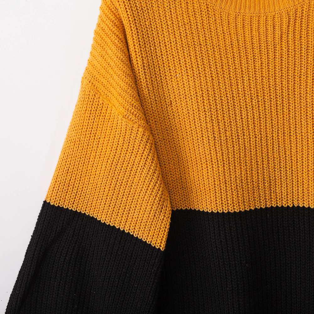 

Dilusoo Patchwork Autumn Knitted Sweater Women Pullovers O-neck Long Sleeve Loose Sweaters Female 2020 Casual Winter Sweater