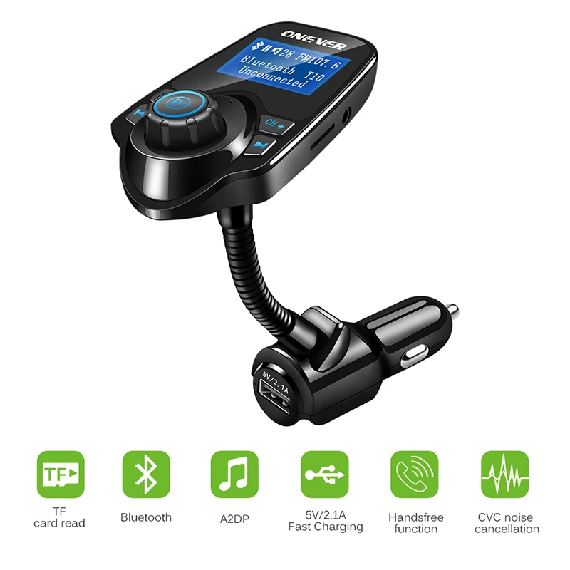Автомобильный беспроводной FM модулятор Onever с поддержкой Bluetooth и ЖК