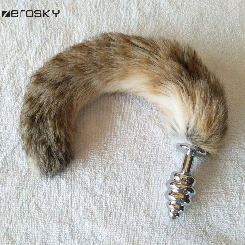 Zerosky Анальная пробка лисий хвост интимные игрушки для женщин Косплей из