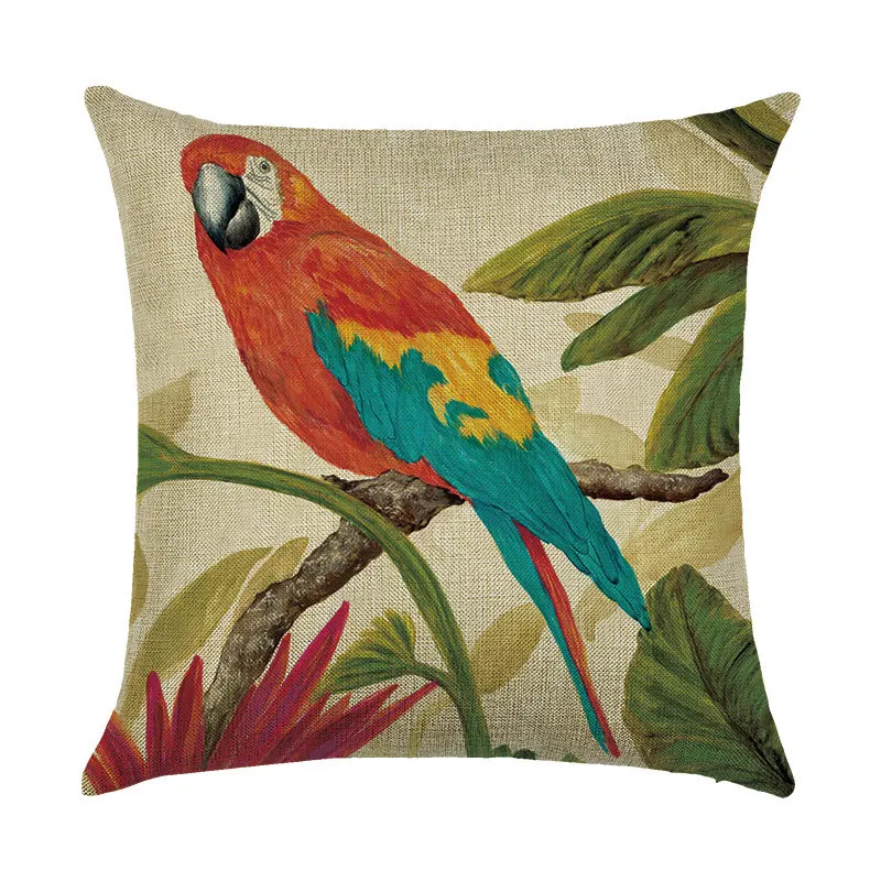 Cotton Linen Cushion Covers Flower Birds Pattern Pillows Cover Decorative Pillowcases For Home Sofa Office Chair Decor Car | Дом и сад