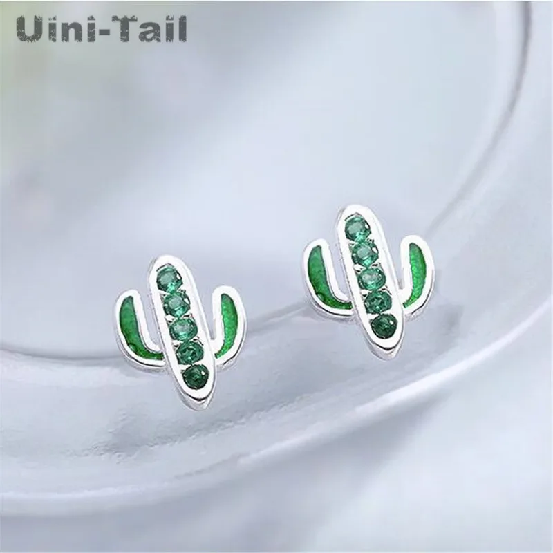 

Серьги Uini-Tail из стерлингового серебра 925 пробы, маленькие тонкие Серьги С КАКТУСОМ, Изысканный компактный комплект высокого качества, 2019