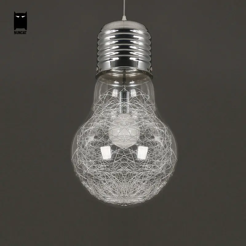 Большая Подвесная лампа Эдисона стеклянный светильник серебристого цвета 28 см в