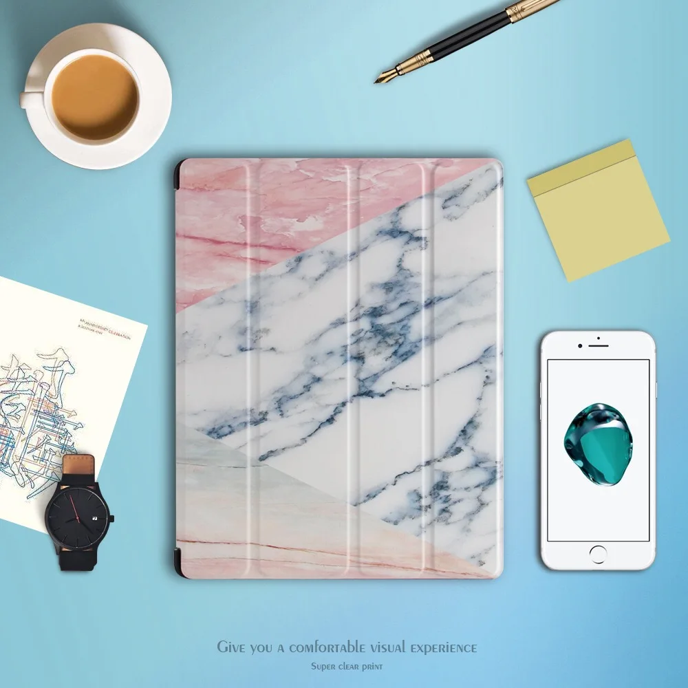 Мягкий чехол для планшета Trifold нового iPad 9 7 2018 мраморный стиль Магнитный флип Pro 10 5