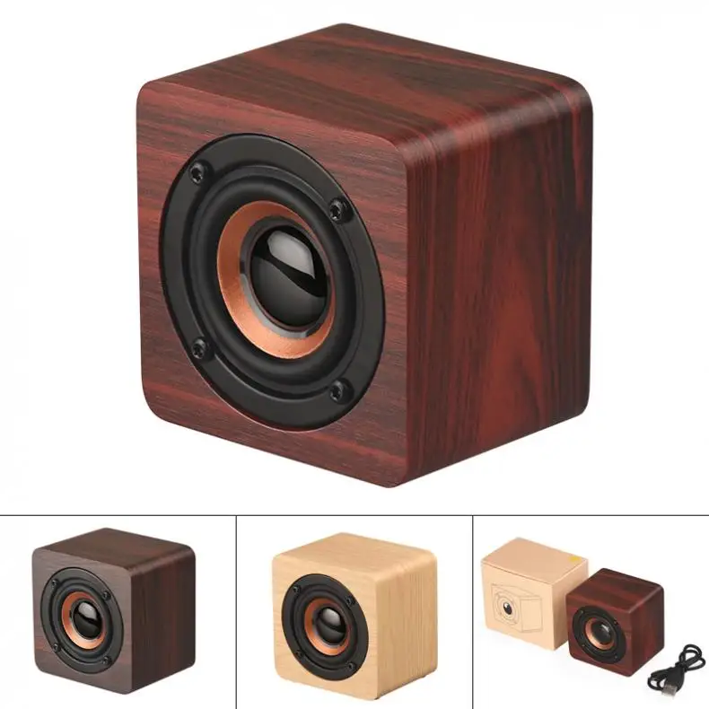 

Q1 3W Wooden Mini Full-range Wireless 4,2 Bluetooth-совместимый динамик с расстоянием подключения 10 м для смартфона/ПК