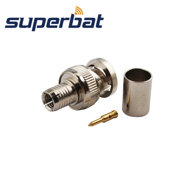 Superbat 10 шт. BNC обжимной штекер мужской никелевый соединитель для CCTV кабель 50 5