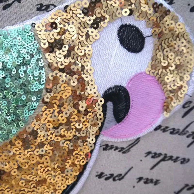 С изображением попугая птица нашивка на одежду с блестками вышивка патчи