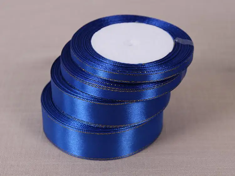 Ярко-синий шелк атласная лента для украшения свадебной вечеринки подарочная