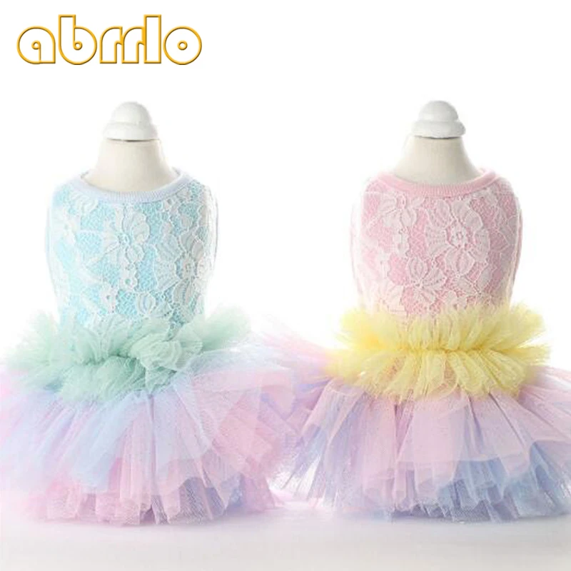 Abrlo новые летние юбки для собак кружевная сетчатая юбка и жилет с оборками платье