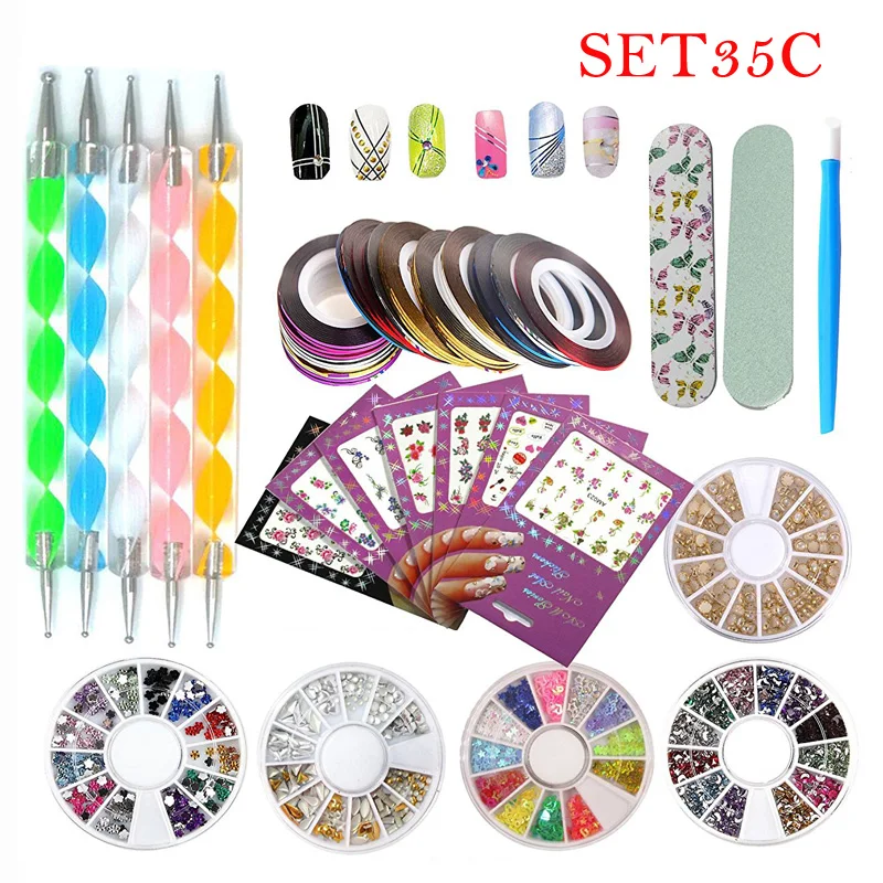 Набор для украшения ногтей Addfavor Стразы блестящая перламутровая лента линия