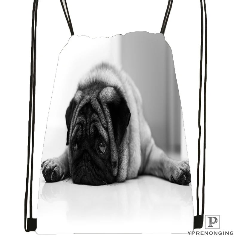 Изготовленный На Заказ Серый собачий Мопс вид Drawstring рюкзак сумка милый детский