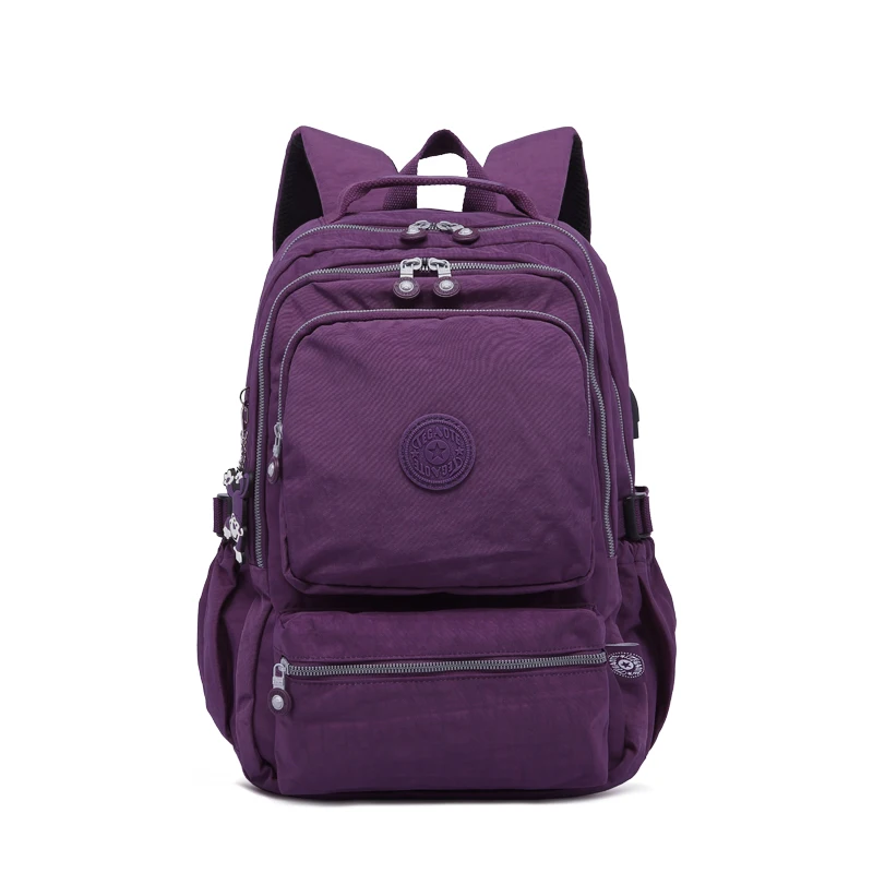 purple Школьный рюкзак с защитой от кражи, USB зарядка, школьные сумки для девочек и мальчиков, Подростковая Большая вместительная детская школьная сумка, дорожная Детская сумка для книг - Цвет: purple