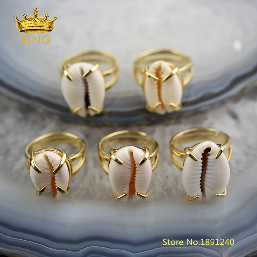 5 шт. кольцо Cowry регулируемое с искусственным ракушкой ювелирные изделия из