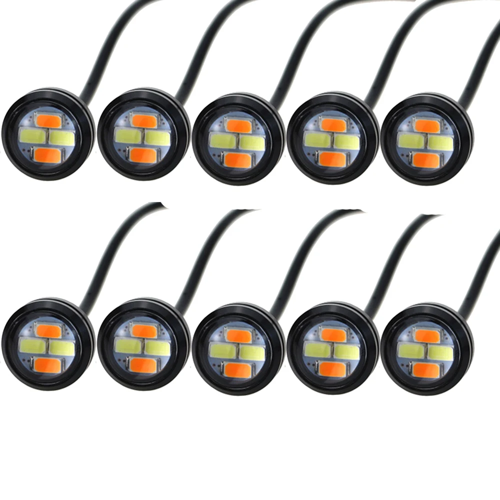 Y 10 шт. DRL 23 мм 5730 4LED модели с пересекающимися краями двухцветная лампа &quotОрлиный