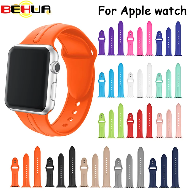

Ремешок силиконовый для наручных часов, цветной гибкий Спортивный Браслет для Apple Watch Series 3 шт./лот, размеры 42 мм 38 мм S L