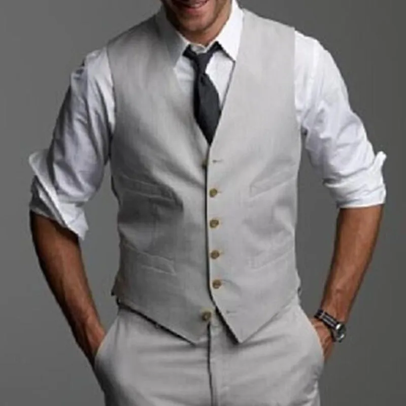 

New Light Gray Wedding Groom Vests 2018 Custom Made Slim Fit Normal Mens Vest Groomsmen Tuxedos Wedding Suits