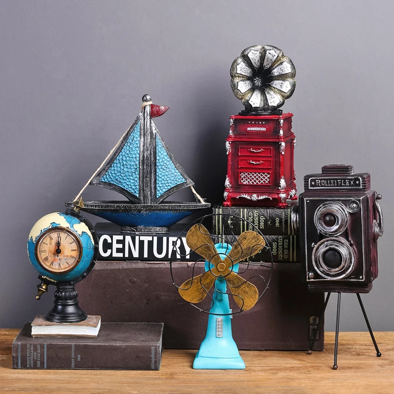 Classic Vintage Resin Home Decorative Phonograph Sewing Machine Radio Camera Fan and Vintage Telephone Bar Cafe Restaurant Craft