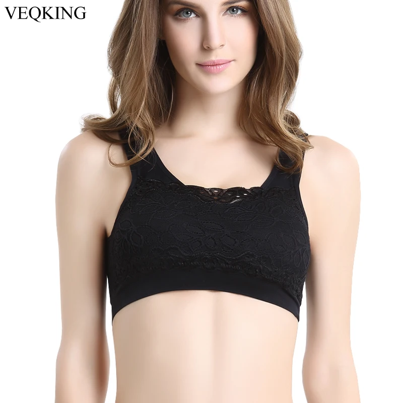 VEQKING M XL XXL Спортивный бюстгальтер с кружевом пропускающий воздух без косточек для