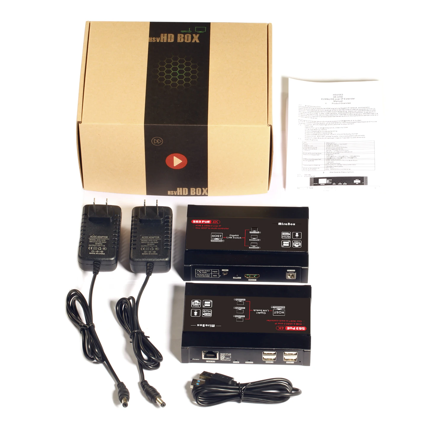 Квм удлинитель Mirabox HDMI 4K @ 30 Гц через TCP IP с поддержкой Гигабитного сетевого
