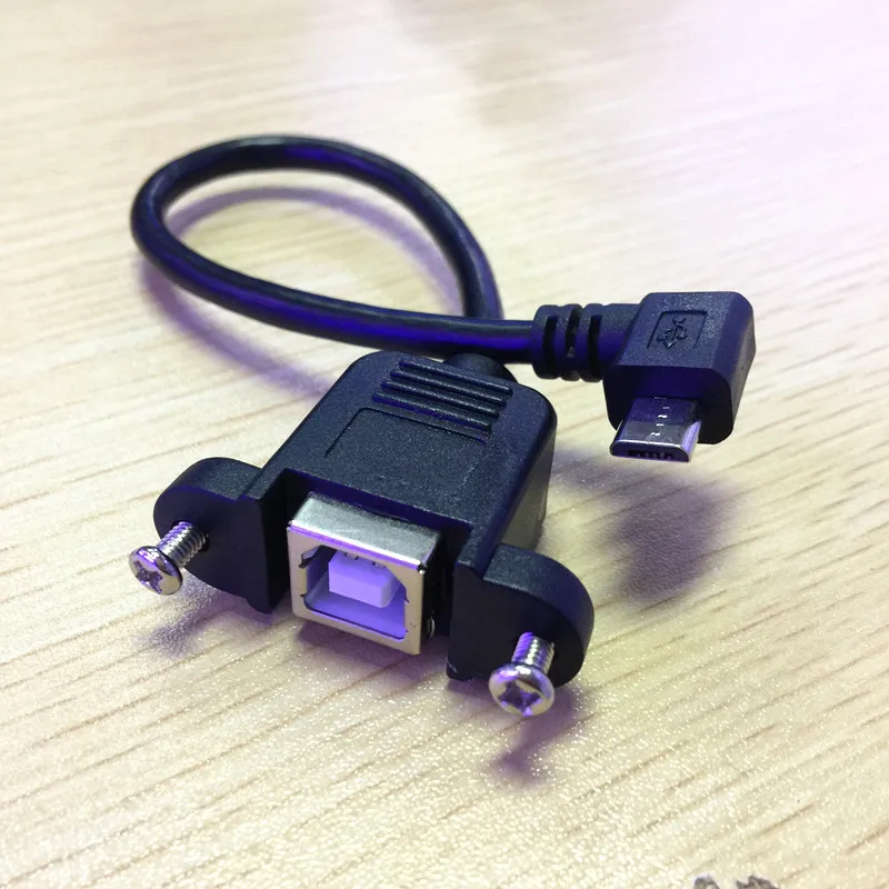 90 градусов левый Угловой Micro USB штекер к USB2.0 B Женский Кабель для принтера с