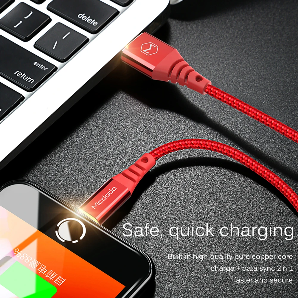 Mcdodo USB кабель для iPhone X 8 7 Plus Lightning-USB 2.4A быстрой зарядки данных 6 5s SE iPad IOS кабели |