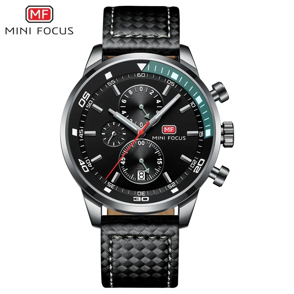 Black green Мини фокус часы для мужчин s люксовый бренд спортивные часы для мужчин модные кожаные Наручные часы черный синий кофе мужские часы для джентльмена - Цвет: Black green
