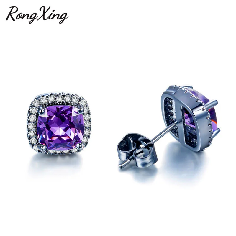 Женские винтажные серьги с фианитами черные золотые разноцветные модное в форме