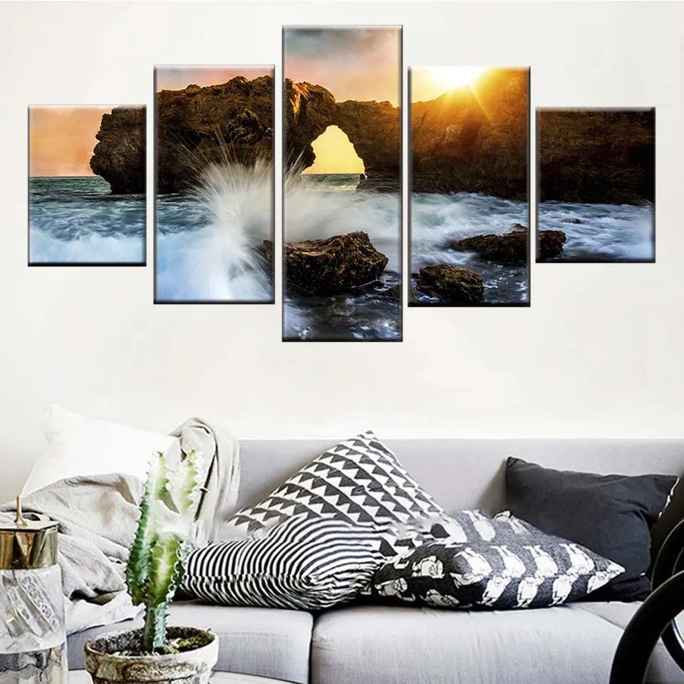 Печать скандинавских картин настенная художественная рамка 5 шт. 4 сезона дерево