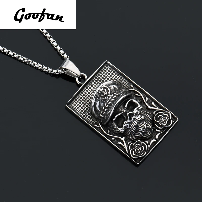 Новое поступление 2017 года goofan Скелет Кулон Цепочки и ожерелья Нержавеющая сталь