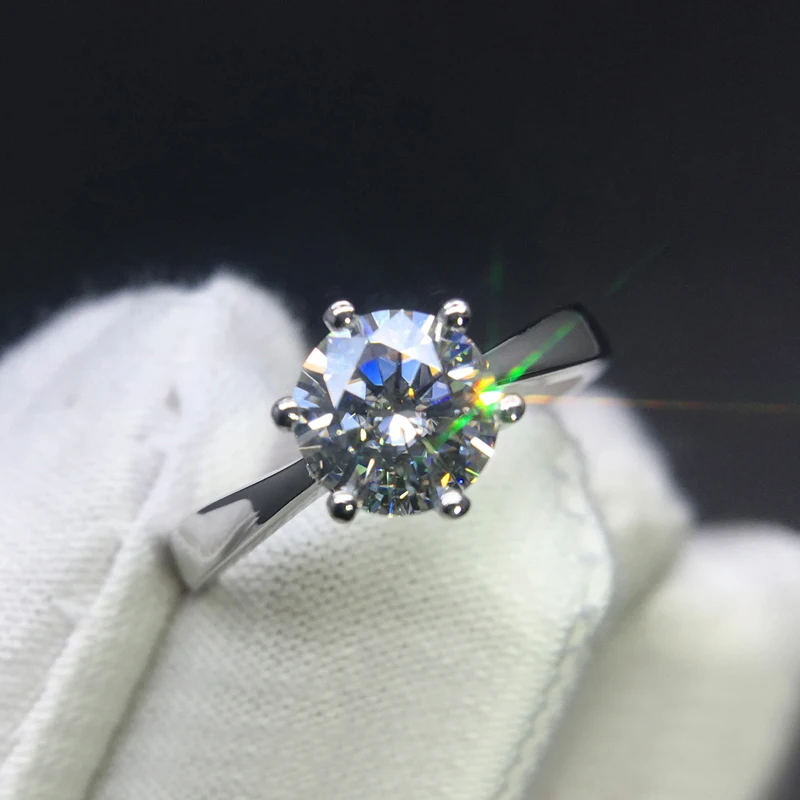 

Pure 18k white Gold Ring moissanite Ring Classic Trendy Women Round Cut Moissanite Jewelry Anniversary Engagement