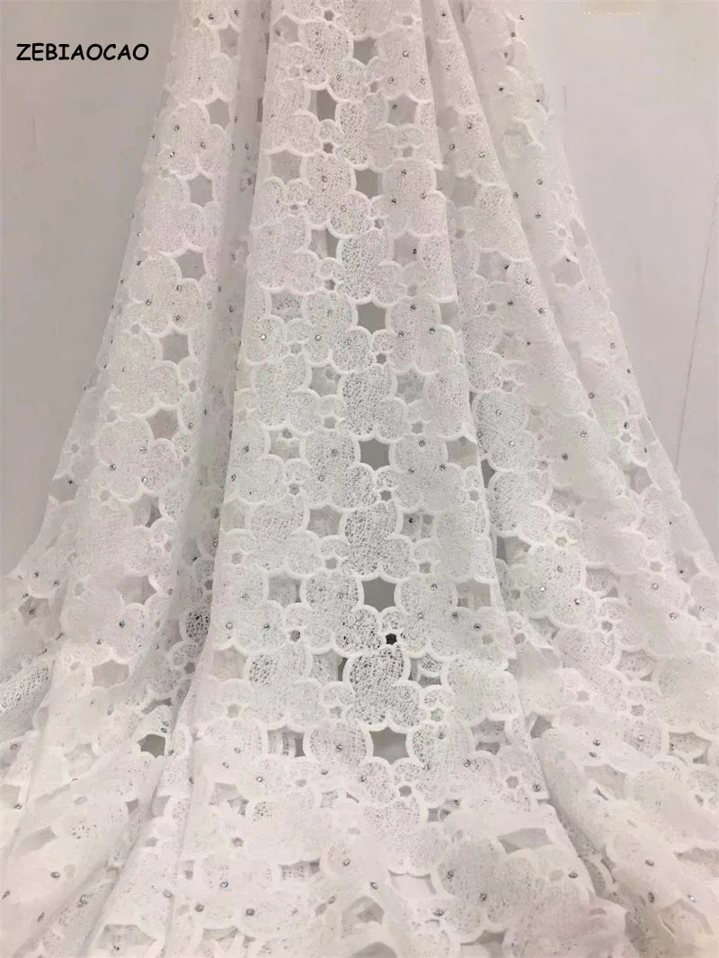 New design in 2020 France Mesh Hollow Water soluble Wedding lace High quality soft Nigerian Rhinestone wedding fabric | Дом и сад
