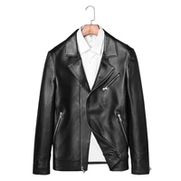 quality 100 real genuine sheepskin leather men jacket regular male black coat casual men natural leather spring jacket 4xl