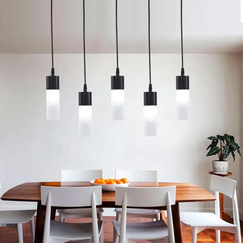 

contemporary black iron G9 Led cafe lighting Restaurant Bar pendant Light Led luminaria acrylic shade Kitchen Industrial lustre