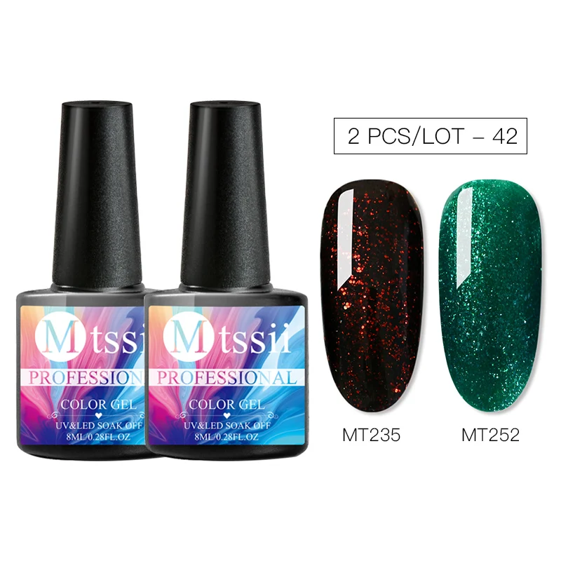 Mtssii 1/2Pcs UV Nail Gel Polish Set DIY Glitter Salon Nail Lacquer Enamel Semi Permanent Pink Led Gel Kits Nail Art Decoration - Цвет: S01669S01686