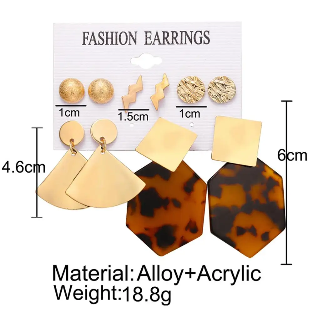 Hobbylan 5 пар/компл. женский модный металлический полигональный Леопардовый принт