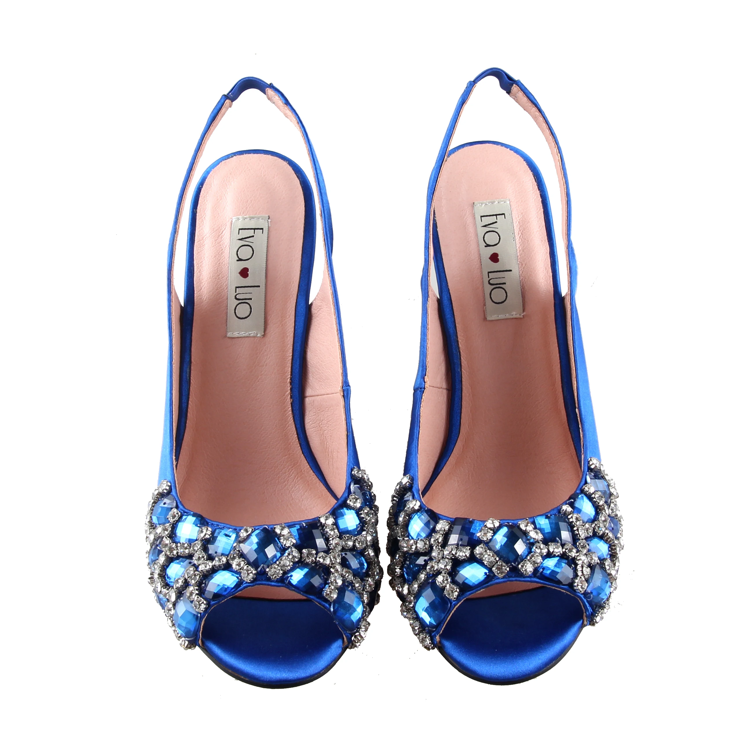 BS1020 Custom Made Royal Blue Crystal Shoes With Matching Bag Slingbacks Party Women Bridal Wedding | Обувь