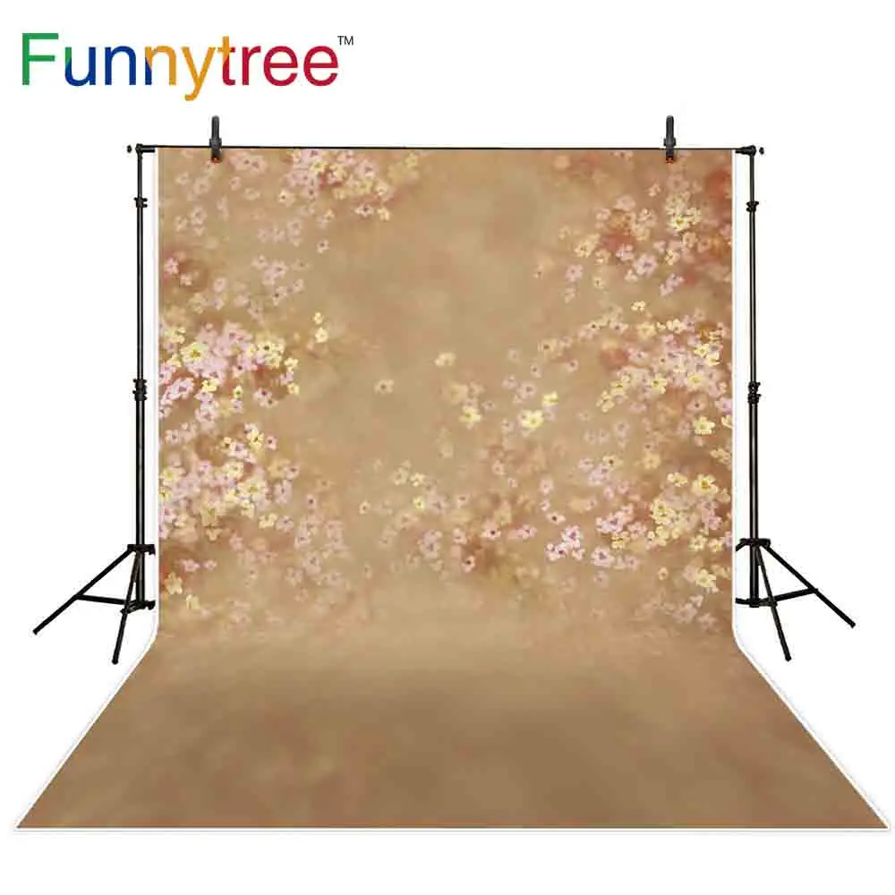 

Funnytree photophone backdrops spring water pink yellow flowers newborn baby background for photo studio profession photography