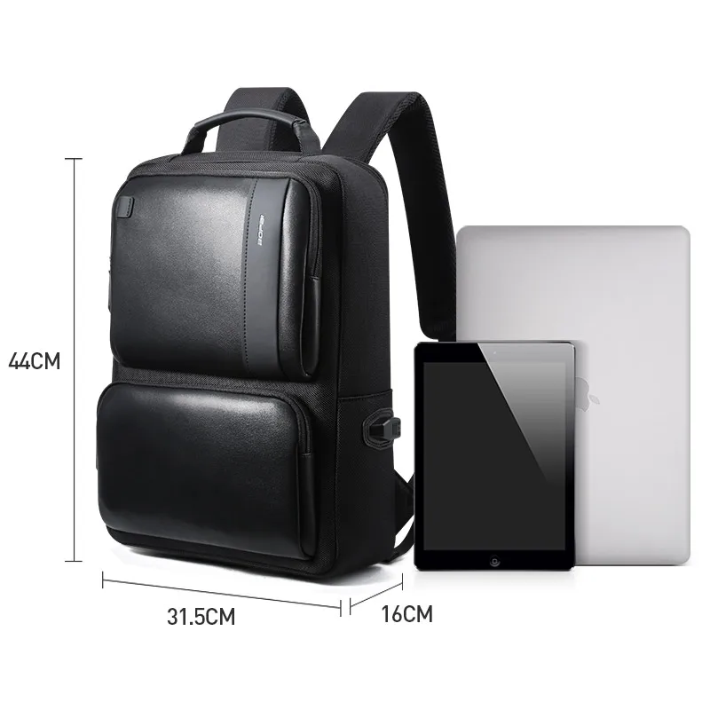 BOPAI Mochilas, корейский стиль, 15,6 дюймов, рюкзак для ноутбука, USB зарядка, 14 дюймов, водонепроницаемый мужской рюкзак, рюкзак для путешествий, черный рюкзак