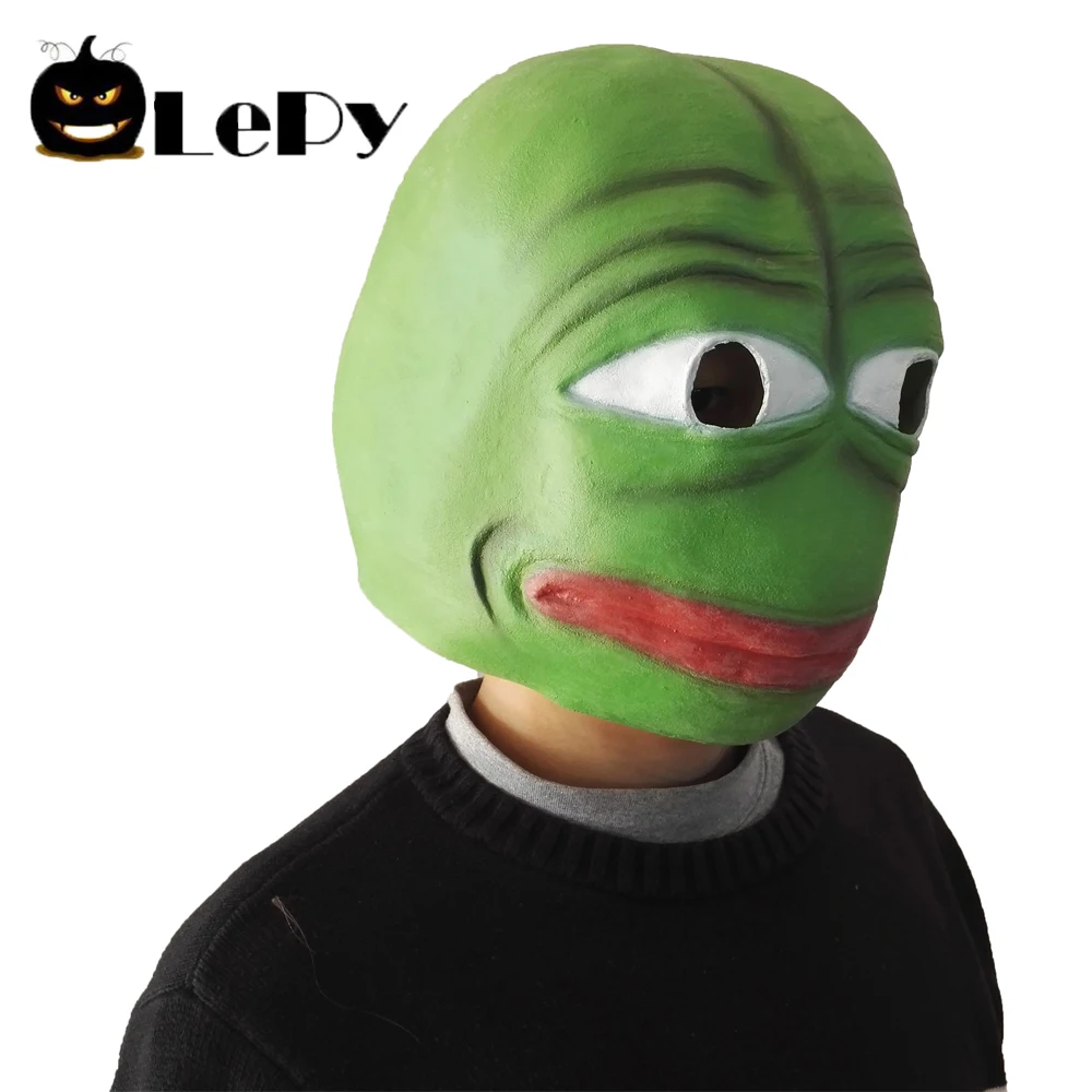 LePy Мультфильм Горячая Pepe Sad Лягушка латексная маска Горячая Реалистичная полная голова Карнавальная маска празднование, вечеринка Косплей