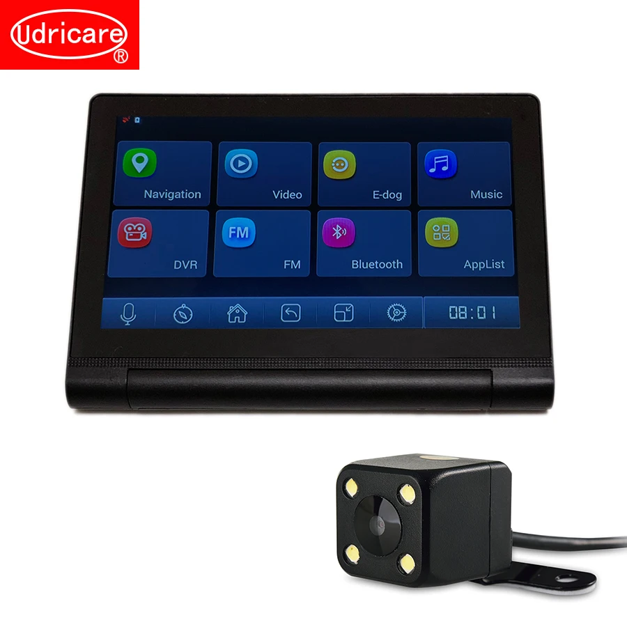 Udricare 7 дюймовый GPS навигатор Android WiFi DVR 16 ГБ четырехъядерный видеорегистратор